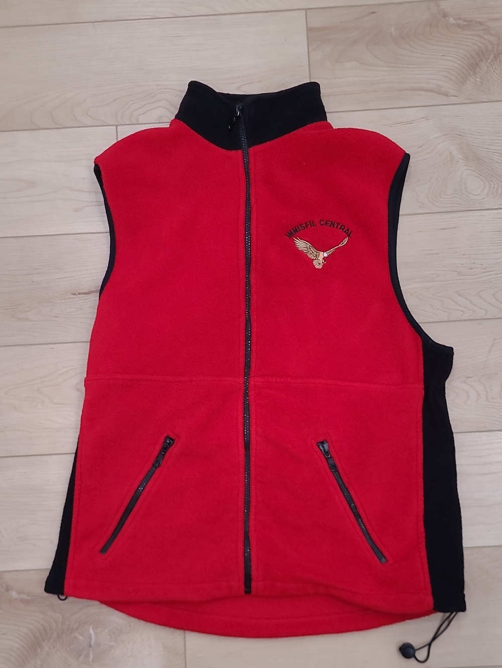 90's Red-and-Black Full-Zip Fleece Vest Manufactured By The Canadian Brand Guru.